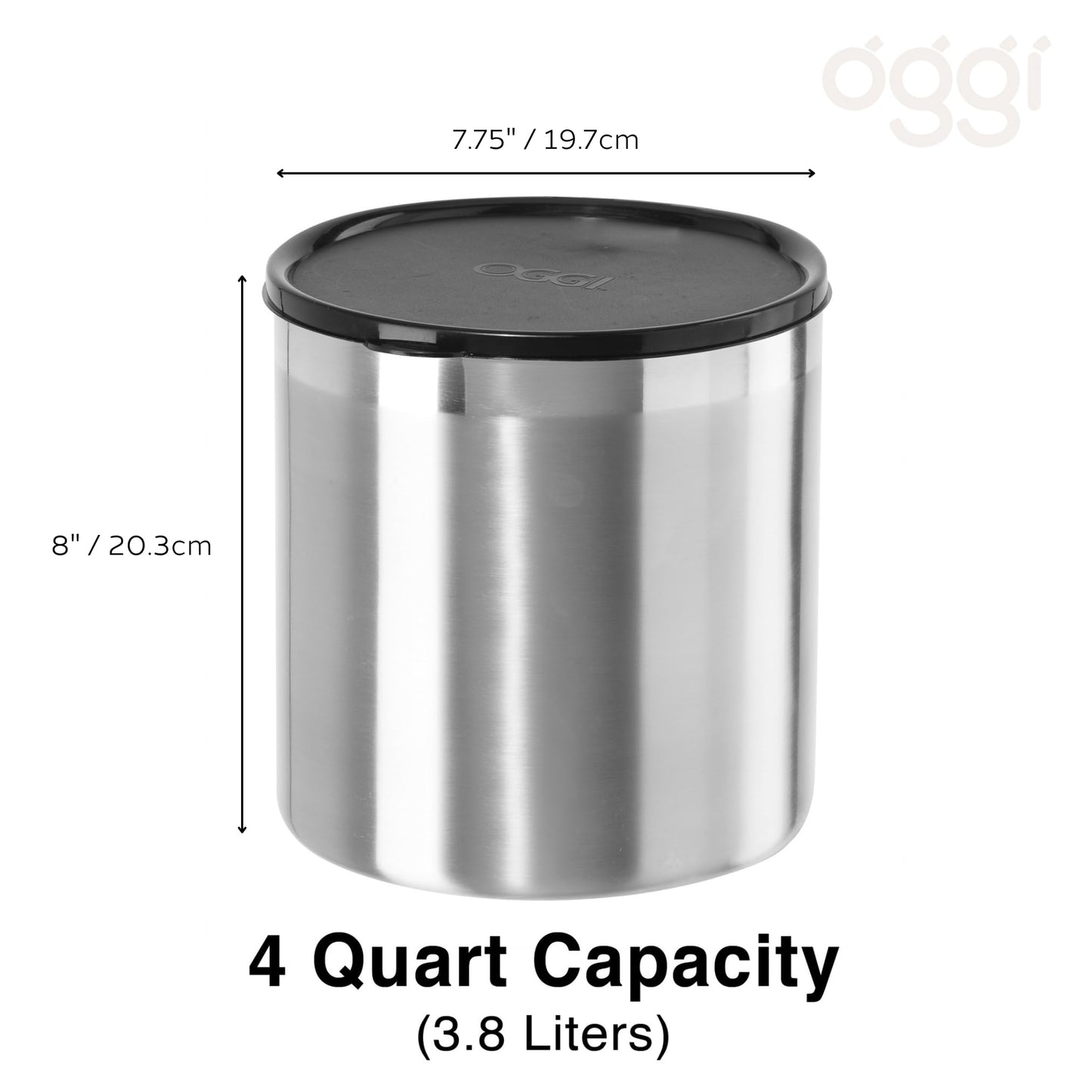 Oggi Stainless Steel Jumbo Grease Container with Removable Strainer and Snug Lid. Perfect container for fryer oil, bacon drippings, lard and ghee oil. Large capacity can - 1 Gall / 4 Qt / 3.75 Lt