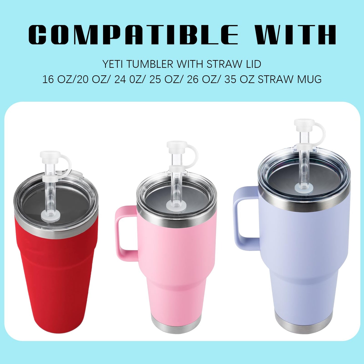 2 Pack Spill Stoppers for Yeti, Straw Spill Stopper for Yeti Straw Cup Lids 42 oz 35 oz 25 oz, Silicone Leak Proof for Rambler 26 oz, Leaking Proof for Mug Tumbler, BPA Free, Dishwasher Safe