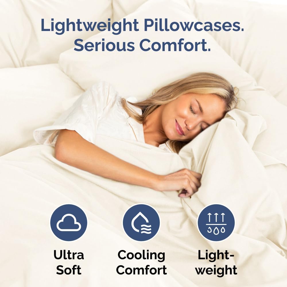 Skiennix Queen Pillow Cases Set of 4 - Ultra Soft Hotel Quality - Wrinkle Free & Stain Resistant - Off White
