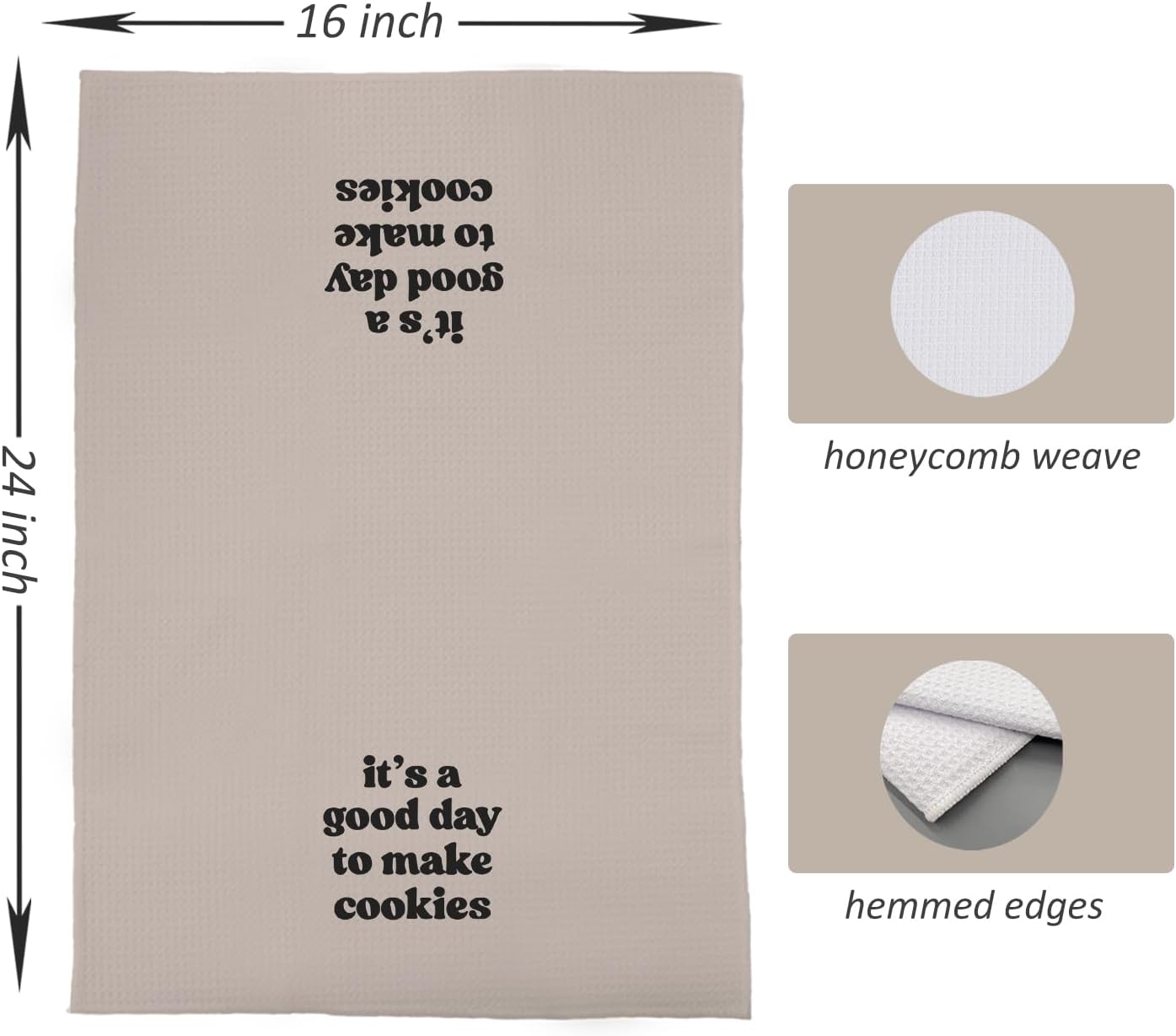 16x24 (11) Baking Towels, Tea Towels for Baking, Gifts for Bakers, Cookie Lovers, Cooks, Beige Microfiber Kitchen