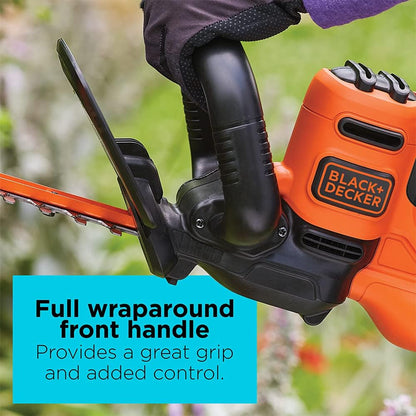 BLACK+DECKER 22" Electric Hedge Trimmer - Lightweight 4.0 Amp Dual Action Shrub Cutter | Full Wraparound Handle