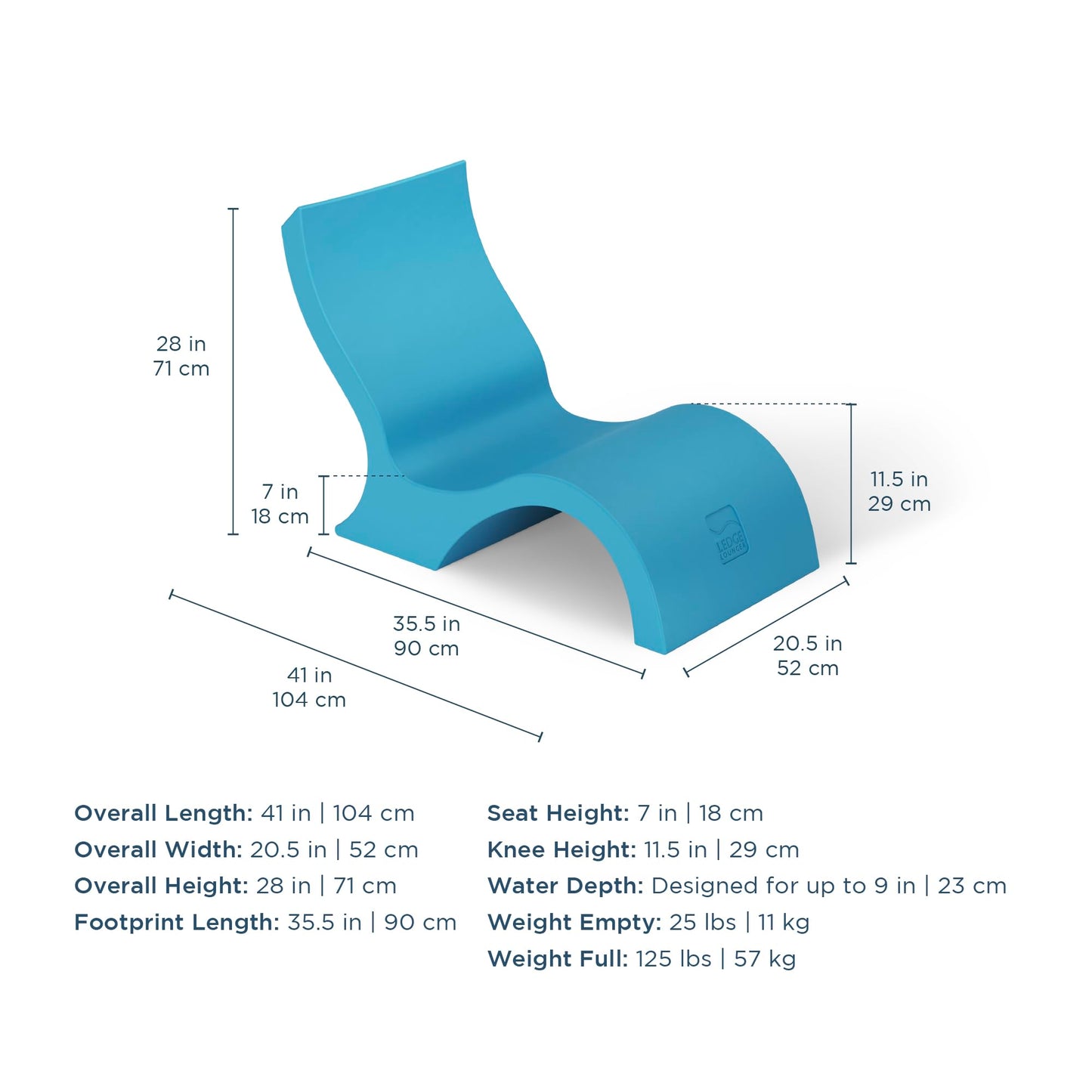 Ledge Lounger Signature Lowback Chair for in Pool or On-Deck Use - Ideal Water Depths 0-9 White Pool Lounge Chairs Set of 2 for Socializing