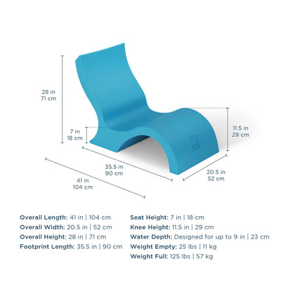Ledge Lounger Signature Lowback Chair for in Pool or On-Deck Use - Ideal Water Depths 0-9 White Pool Lounge Chairs Set of 2 for Socializing