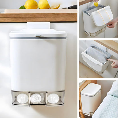 2.4 3 Pack Sink,Counter Gallon Compost Bin Hanging Trash Can with Lid Garbage Can Wall Mounted Trash Can
