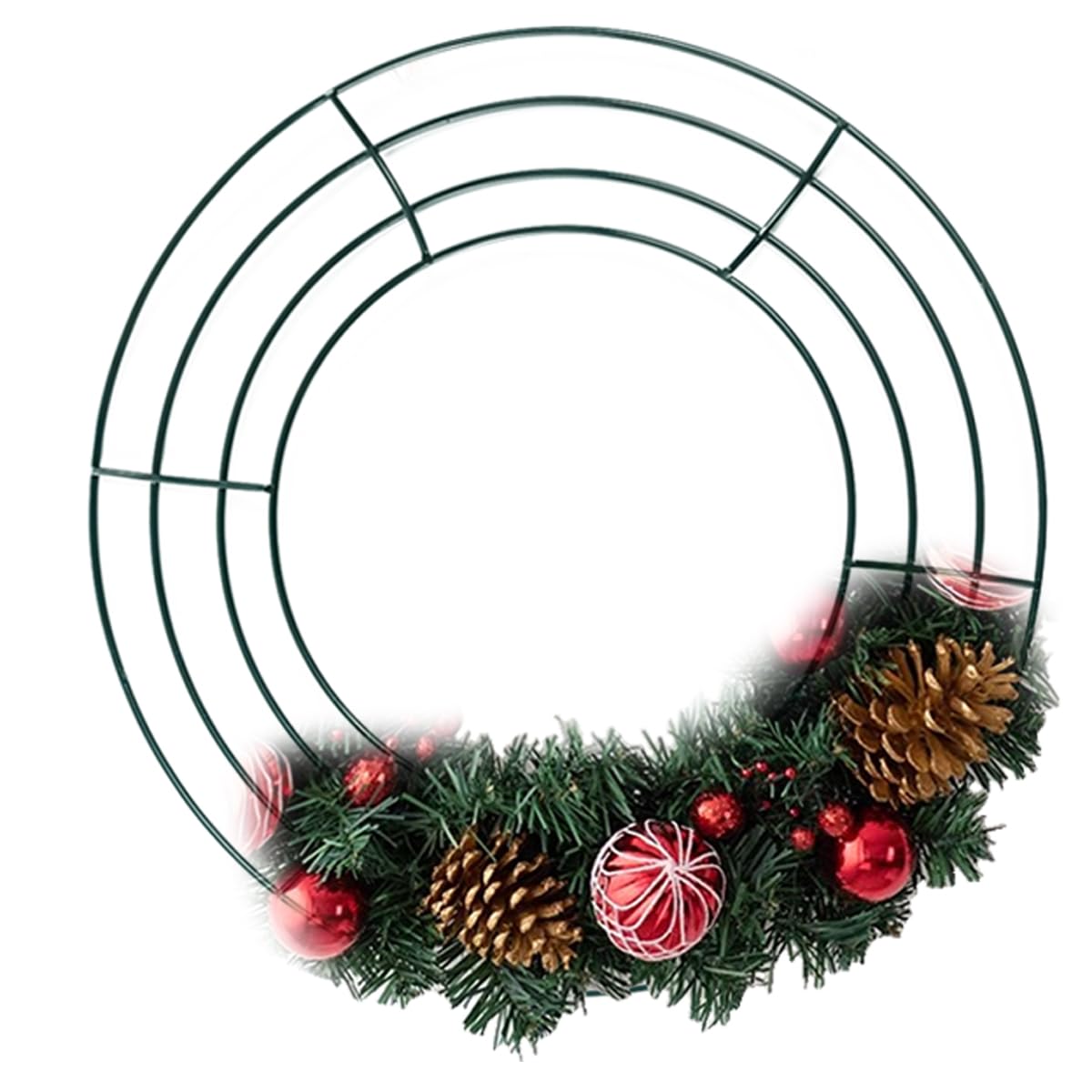 TIHOOD 3PCS 10” Wire Wreath Frames Green Christmas Metal Round Wreath Form Wire Frames for Floral Arrangements Craft DIY Thanksgiving Autumn Christmas Wreath Supplies