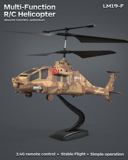 LMRC RC Helicopter with Missiles, 2.4GHz Remote Control Army Helicopter for Beginners & Adults, Military Helicopter, LED Lights, Altitude Hold, One-Key Take Off, Gift for Military Fans (Brown)