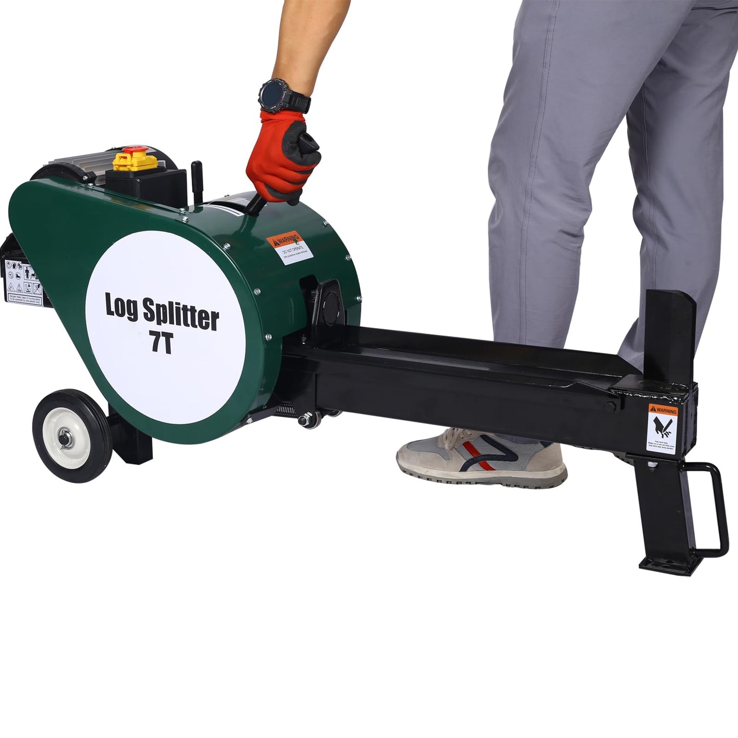Gecheer 7-Ton Electric Log Splitter, 2 HP Horizontal Portable Firewood Splitter with Double Flywheel, 18-Inch Log Capacity, 2-Second Cycle Time