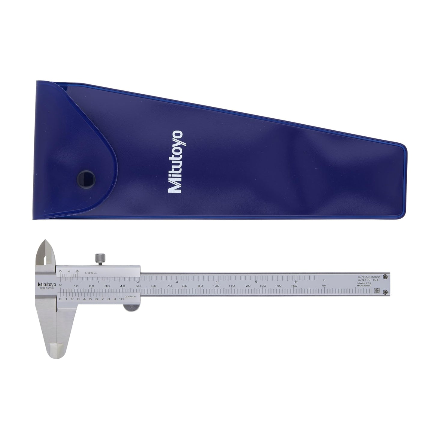 Mitutoyo 530-101 Vernier Calipers, Stainless Steel, for Inside, Outside, Depth and Step Measurements, Metric, 0"/0mm-150mm Range, +/-0.05mm Accuracy, 0.05mm Resolution, 40mm Jaw Depth