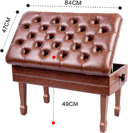 ZHOUYANB Piano Stool Dressing Table Wooden Luxury Bench Soft Genuine Leather with Waterproof Cushion and Strong Solid Wood Frame 200kg Load Capacity 84 X 47 49-59c (Teak One Size)
