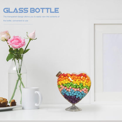 Cork Jar Glass Bottle Heart: Heart Shaped Jar with Cork Lid - Bottles - Message in A Bottle Kit - Cute Decorative Jars for DIY Art Crafts Projects Decoration Party Supplies Wedding