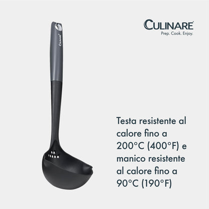 Culinare Soup Ladle with Dual Pouring Spouts & Herb Stripper – Heat-Resistant, Non-Stick Safe Serving Spoon for Soups, Stews & Sauces – Ergonomic Handle, Dishwasher Safe, Easy Storage