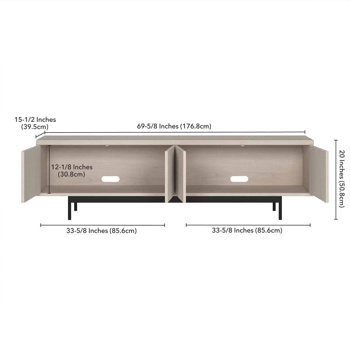 Henn&Hart Whitman, 70'' Rectangular TV Stand, Alder White