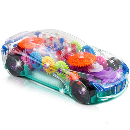 ArtCreativity Light Up Transparent Airplane & Car Toys: Bump and Go Fun with Moving Gears, Music, LED Effects, Ages 3+, Great Birthday Gift Ideas (2PC Set)