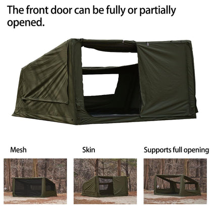 CAMVIL 2025 Upgraded Box 4P Inflatable Camping Tent, 4 Season Blow Up Tent with Pumb, Easy Setup No Assembly Needed Luxury Glamping Tent (Green)
