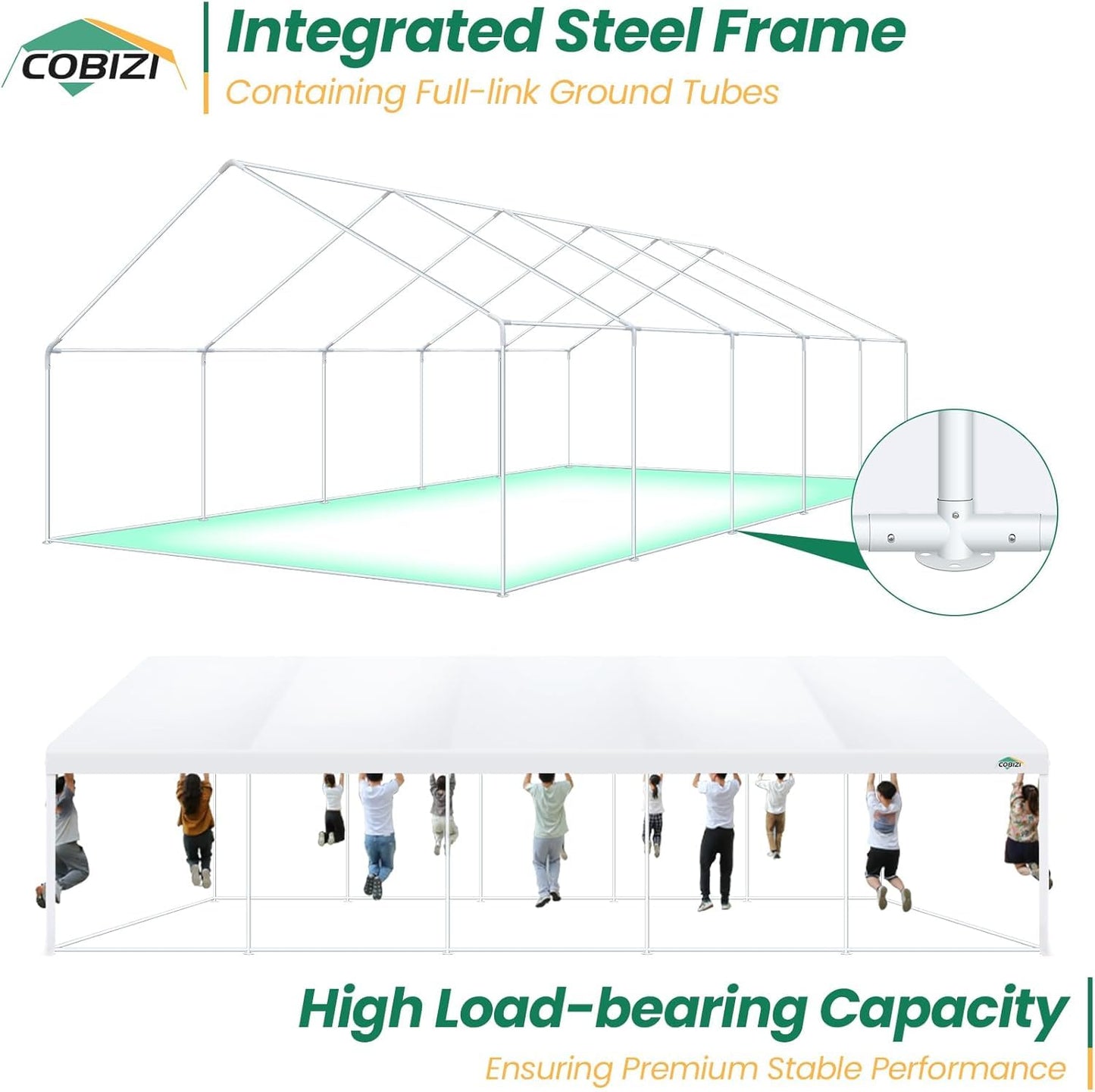 COBIZI 16x32FT Party Tent Heavy Duty White Event Shelter Outdoor Wedding Gazebo Canopy for Parties Carport BBQ Commercial with Removable Sidewall Windows, Powder Coating (Better Than Galvanized)