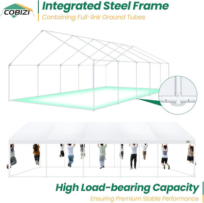 COBIZI 16x32FT Party Tent Heavy Duty White Event Shelter Outdoor Wedding Gazebo Canopy for Parties Carport BBQ Commercial with Removable Sidewall Windows, Powder Coating (Better Than Galvanized)