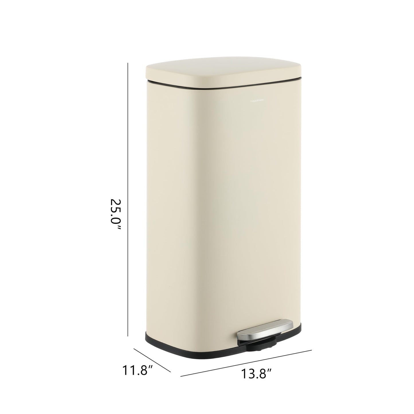 happimess HPM1011I Curtis 8-Gallon Step-Open Trash Can, Fingerprint Resistant, Modern, Minimalistic for Home, Kitchen, Laundry Room, Office, Bedroom, Bathroom, Limestone Beige