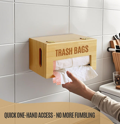 1333 Libreshine Extra Large Bamboo Trash Bag Dispenser Holder for Tall Kitchen Bags, Fits Costco Jumbo Rolls, Gallon