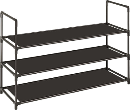 3-Tier Stackable Shoe Rack by [Brand Name] - Durable Storage Organizer for 10-12 Pairs of Shoes | Black