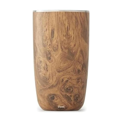 S'well Stainless Steel Wine Chiller, Holds 750ml Bottle, Teakwood, Triple Layered Vacuum Insulated Container Keeps Bottles Chilled for Longer, BPA Free Barware