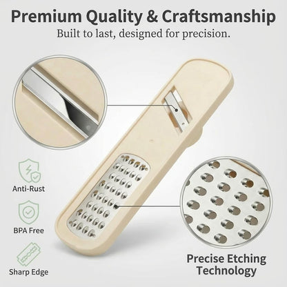 2Pcs 3 in 1 Mini Garlic Grinder, Multifunctional Garlic Grater Ginger Vegetable Chopper, Handheld Kitchen Gadget with Container & Safety Guard for Camping Picnic Cooking