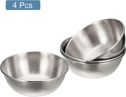 uxcell 4pcs Stainless Steel Sauce Dishes, Metal Serving Bowls for Sauces, Rice, Ice Cream