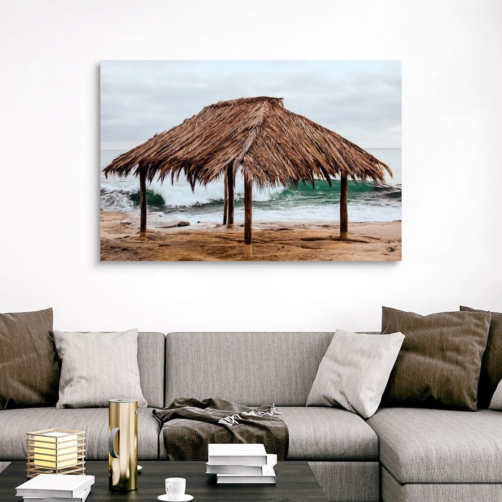 CANVAS ON DEMAND Surf Shack At Windansea Beach, La Jolla, California Canvas Wall Art Print by Circle Capture, Home Decor, United States Artwork,60" x40in