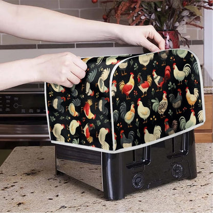 2 Slice Toaster Cover, Farm Chicken Rooster Design, Dust Protection with Hang Loop, Easy to Store (14x14") 2PCS