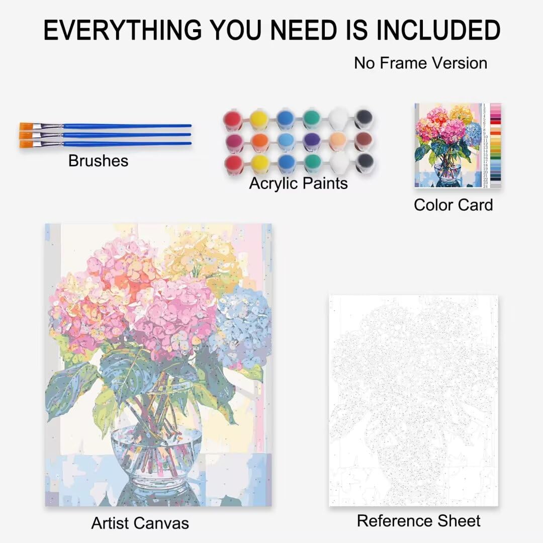 Tucocoo Orange Flowers in a Floral Pot Paint by Numbers Kits 16x20 inch Canvas DIY Oil Painting for Kids, Students, Adults Beginner with Brushes Acrylic Pigment Neo-Pop Style Painting(Without Frame)