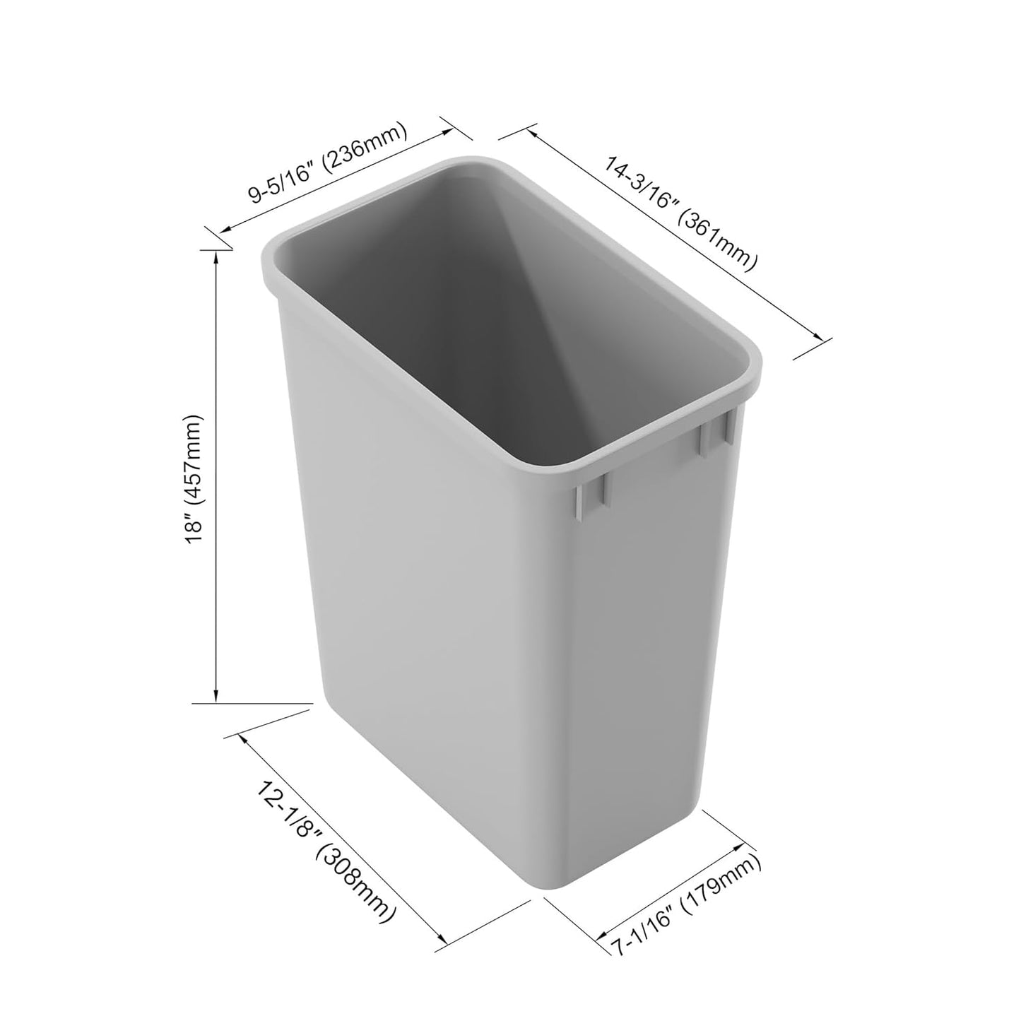35L 37Qt/9.2Gal, 4000 35 04) Dowell Wastebasket Trash Container, Plastic, Stackable, for Kitchen/Bathroom/Office, Fits