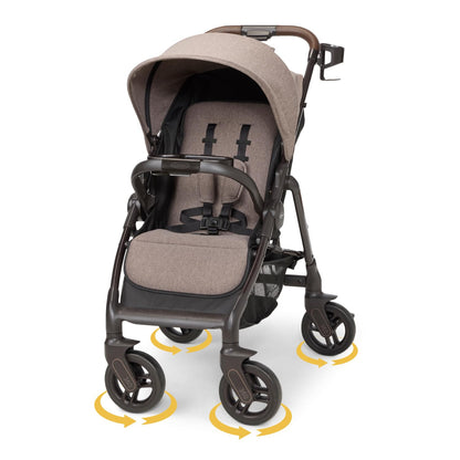 Graco Merge 360 Baby Stroller - Front and Rear 360-Degree Rotating Wheels Infant Stroller for Easy Gliding and Tight Turns, Quick 1-Button Push Folding Stroller, Great Gift for New Parents