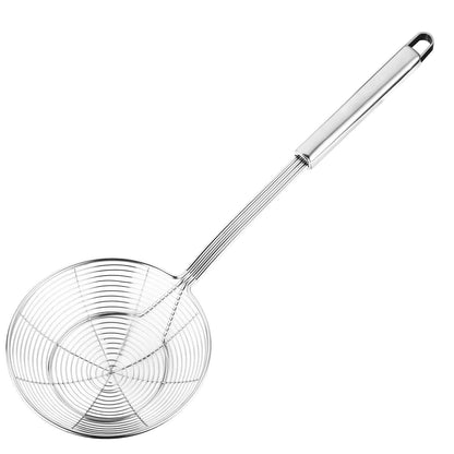 Hiware Solid Stainless Steel Spider Strainer Skimmer Ladle, Kitchen Utensils Wire Strainer Pasta Spoon, 7 Inch