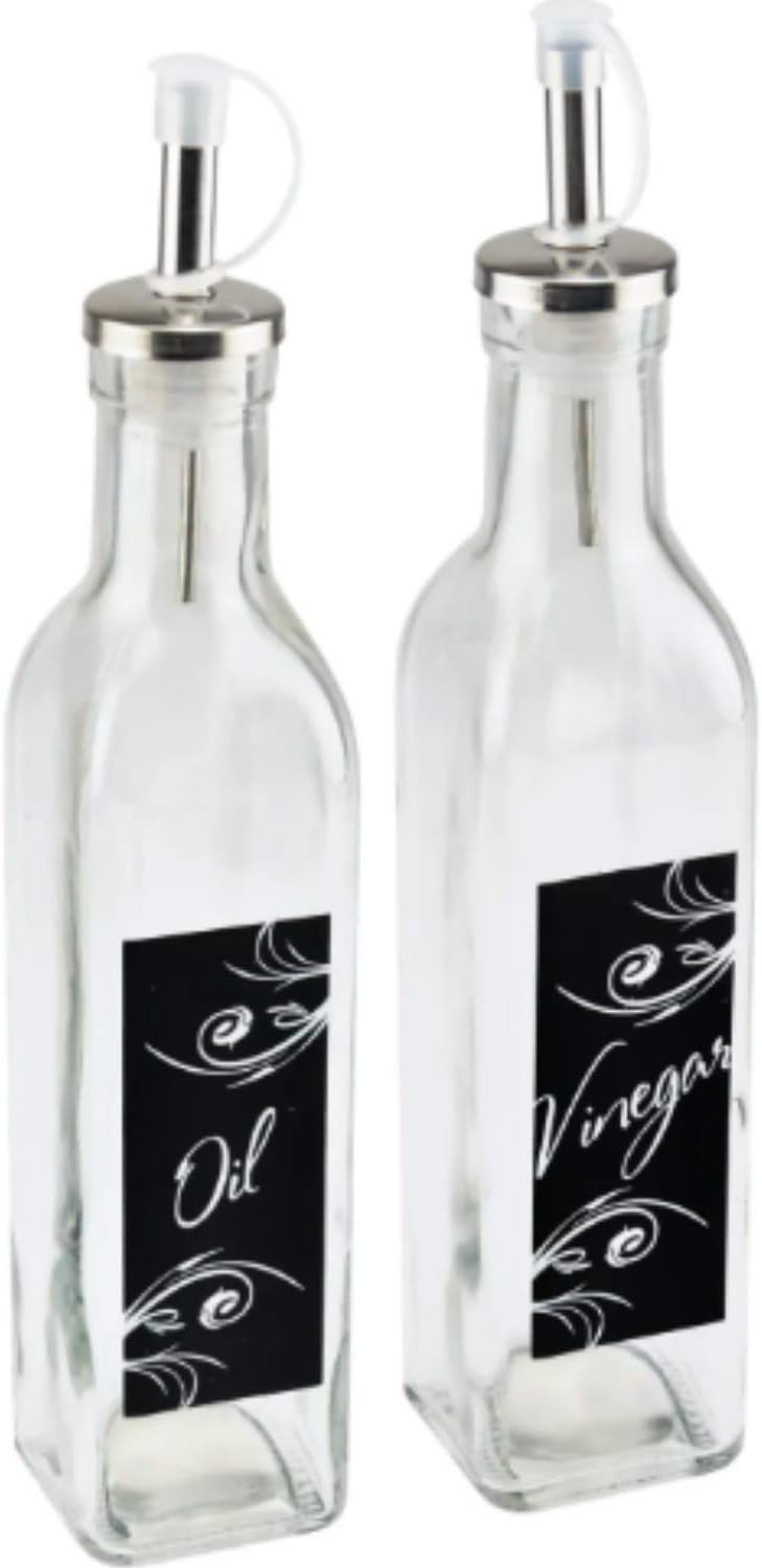 TopNotch Outlet 2-Piece Set Oil and Vinegar Dispensers - Oil and Vinegar Glass Bottle - Form Meets Function in These