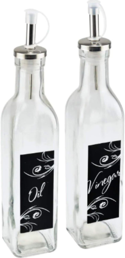 TopNotch Outlet 2-Piece Set Oil and Vinegar Dispensers - Oil and Vinegar Glass Bottle - Form Meets Function in These