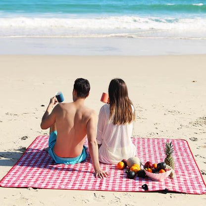 LRUUIDDE Extra Large Picnic Blanket Beach Blankets, Outdoor Foldable Waterproof Sand Mat for Beach Camping Hiking Travel Family Concerts Grass Park Music Festival Lawn Mats (Red, 80x60inch)