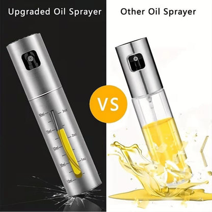 100ml Stainless Steel Olive Oil Spray Bottle – Graduated Metal and Glass Refillable Oil Mister for Cooking and Baking – Suitable for Home Cooks