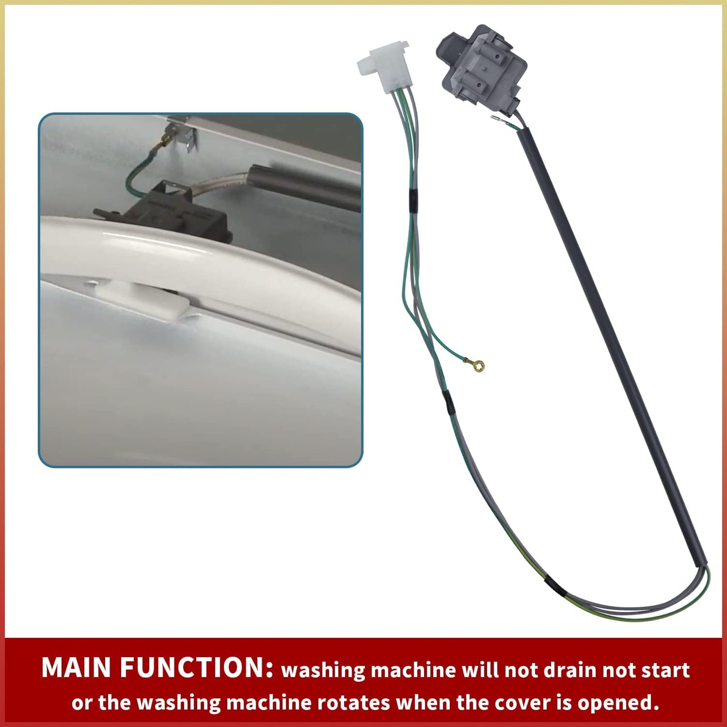 Washer Lid Switch Replacement Part, Compatible with Whirlpool Kenmore Thin Twin Washing Machine, Replaces WP3355458