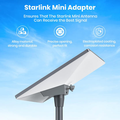 RV Ladder Mount Kit for Starlink Mini ,9.75 inch Starlink Mini Flag Pole Mount with Adapter & Adjustable Mounting Kit,Fits 0.98 to 1.25 Inch Round Ladder Rails