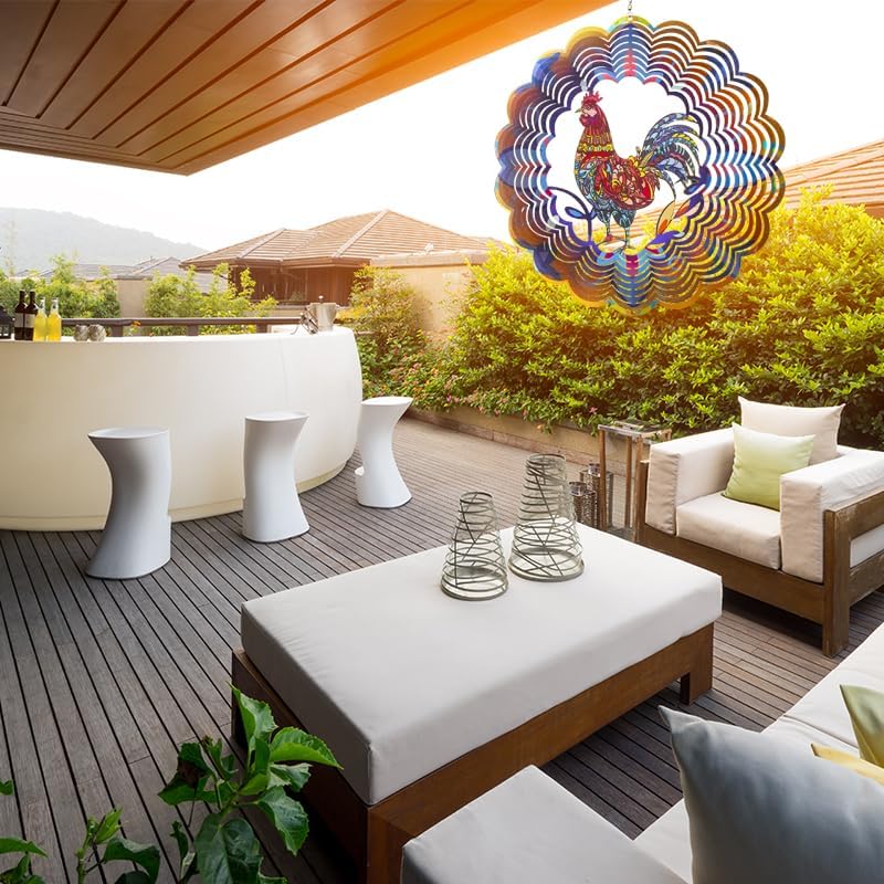 Wind Spinners, 12 inch 3D Stainless Steel Hanging Wind Spinner, Metal Kinetic Sculpture for Indoor/Outdoor Decor.