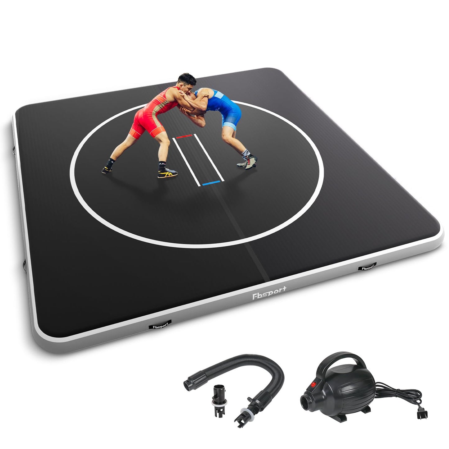 FBSPORT Inflatable Wrestling Mat 13ft /10ft /5ft, Outdoor and Indoor PVC Jiu Jitsu Mats, Gymnastics Training Mat Foldable for BJJ, MMA, Martial Art, Boxing, Grappling and Judo