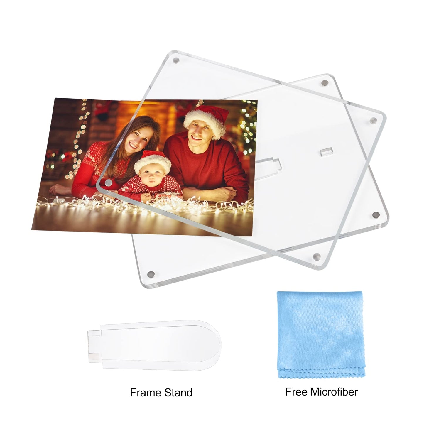 Boxalls 6x8 Inches Acrylic Picture Frame with Stand, Clear Photo Frame with Magnets for Tabletop Display Horizontally or Vertically