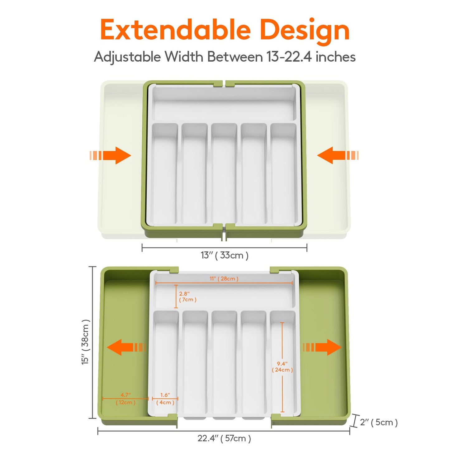 Lifewit Silverware Drawer Organizer, Expandable Utensil Tray for Kitchen, BPA Free Flatware and Cutlery Holder, Adjustable Plastic Storage for Spoons Forks Knives, 8.5"-14.1" x 12.1", Black