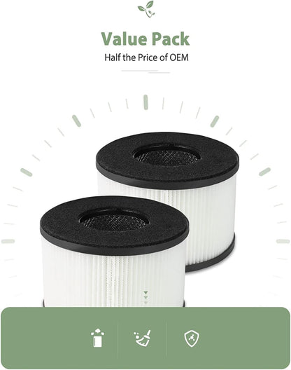 BS-03 Filter Replacement for PARTU and Slevoo BS-03 Air Purifier, H13 True HEPA and Activated Carbon Filter