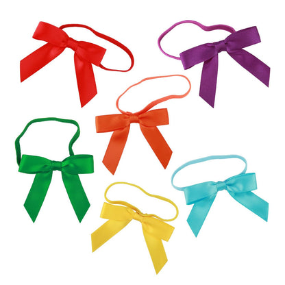 Meseey 8 Inch Stretch Loops with Rainbow Assorted Satin Ribbon 60 Pcs Pretied Premade Craft Bows for Gift Boxes Wrapping Wedding Baby Shower Brithday Christmas Party (Rainbow)