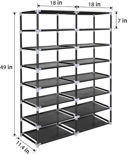 28 Closet ERONE Shoe Rack Storage Organize, Pairs Portable Double Row with Nonwoven Fabric Cover Shoe Shelf Cabinet