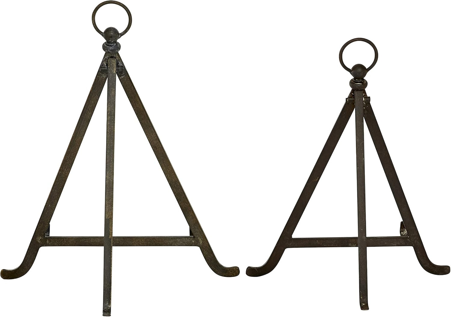 Deco 79 Metal Tabletop Display Easel with Foldable Stand, Set of 2, 13", 15"H, Bronze