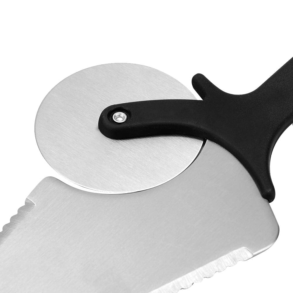 Pizza Cutter, Professional Sharp funny Classic Cutters Multifunctional Stainless Steel Pastry Pizza Wheel Cutter Shovel Spatula Tool