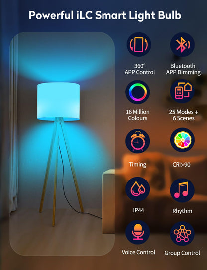 iLC Smart Light Bulb (150 Watt Equivalent) Compatible with Alexa Only, 1550 Lumens, Color Changing Warm White 2700K, 14W Bright LED Bulbs (4 Pack)