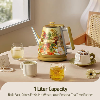 1 34 304 800W Hazel Quinn Retro X Eduardo Recife Collaboration Electric Kettle- Litres / Ounces Retro Small Tea Kettle