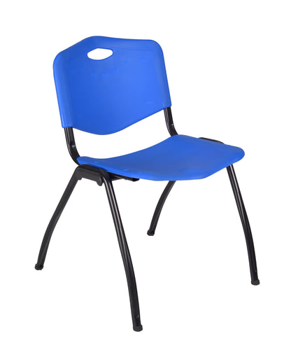 Regency Kobe 72 x 30 in. Flip-Top Training Nesting Table- Neo Walnut, 2 M Stack Chairs- Blue